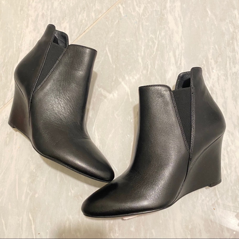 Via Spiga black leather ankle booties